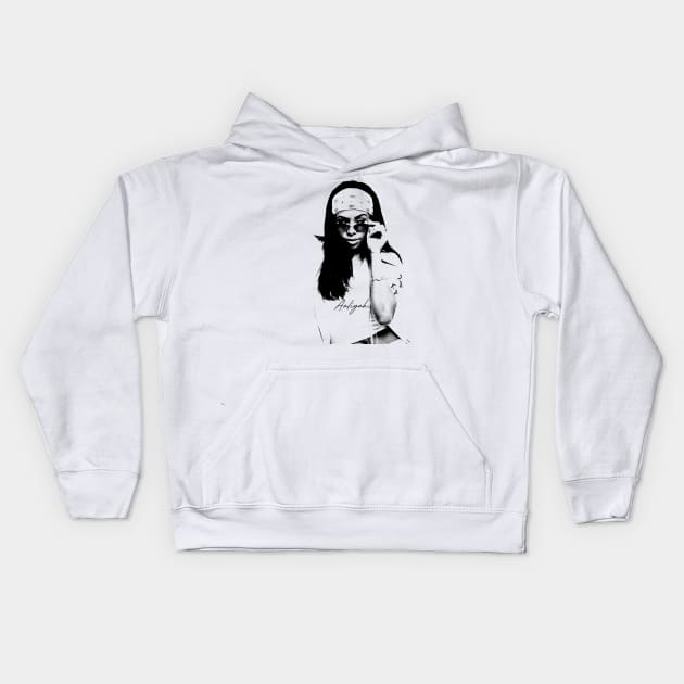 Aaliyah /// Vintage Portrait Kids Hoodie by HectorVSAchille